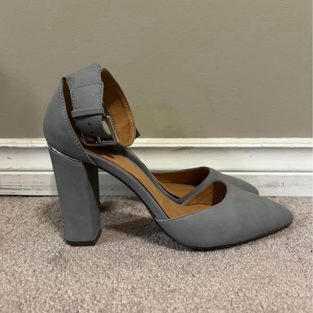 Call It Spring Gray Block Heel Pumps